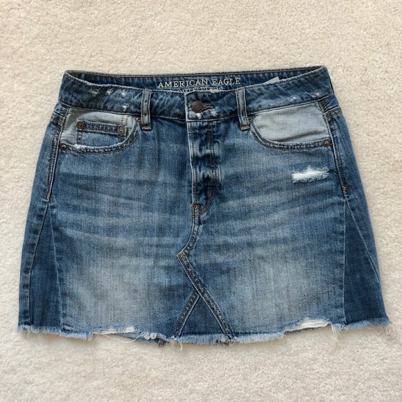 AE Distressed Denim Skirt - Picture 1 of 4